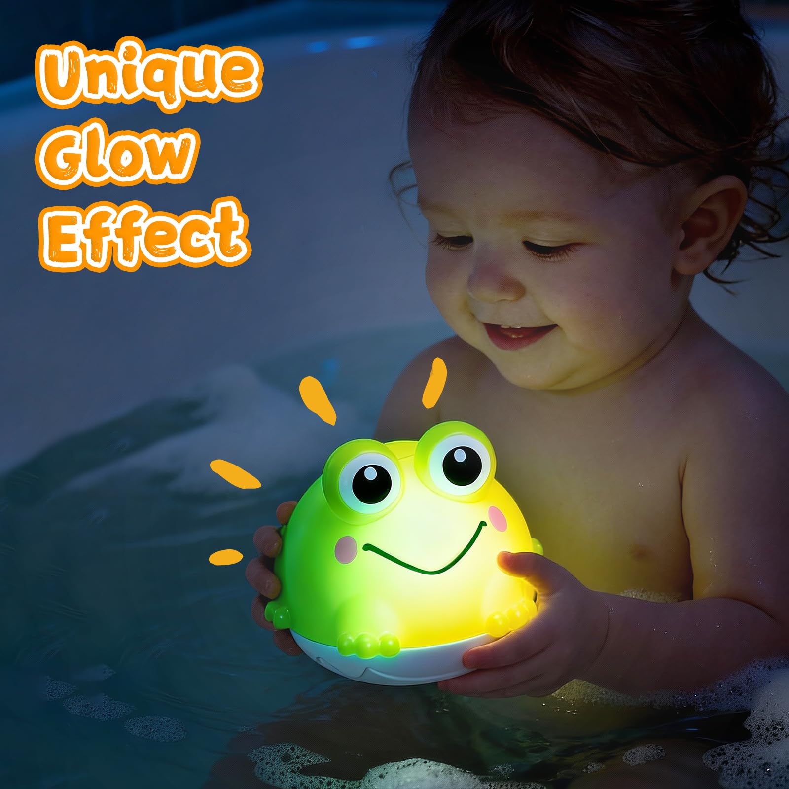Exrroh Light Up Frog Bath Toy Sprinkler – Battery-Powered, Waterproof, for Toddlers 6-18 Months