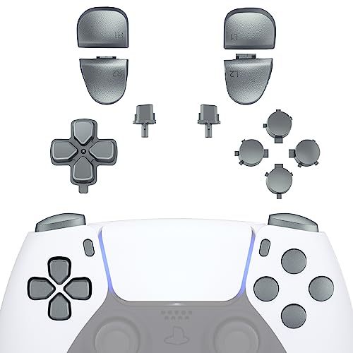 eXtremeRate PS5 Controller Button Replacement Set - Steel Gray, Compatible with BDM-030/040/050/060 (Tools Included)