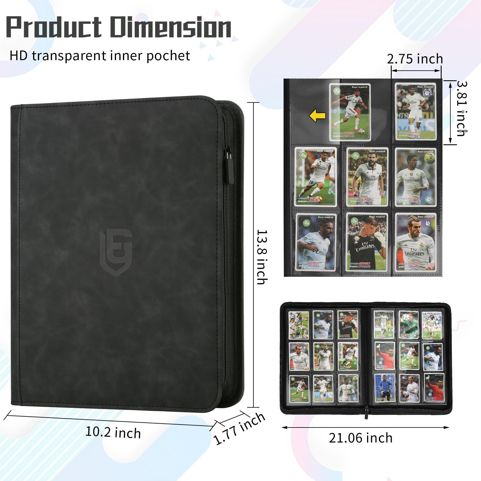 EYEGLEAM 540-Pocket Card Binder – Black PU Leather Album for MTG, TCG, Sports Cards