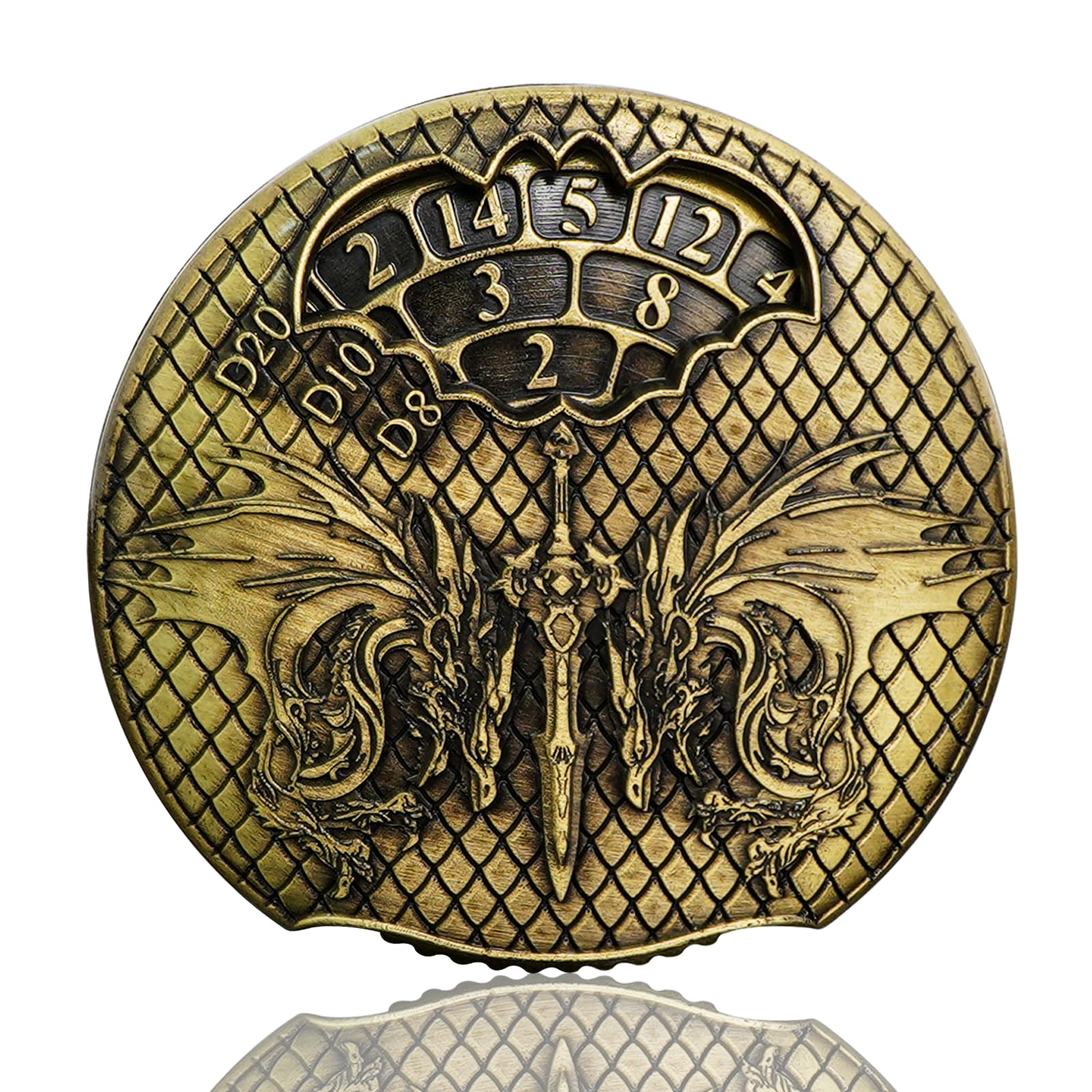 EZUO Bronze Spinning Dice Set – 7-in-1 Metal D&D Fidget Spinner for RPG Games