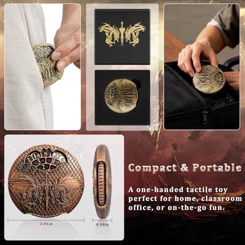 EZUO Bronze Spinning Dice Set – 7-in-1 Metal D&D Fidget Spinner for RPG Games