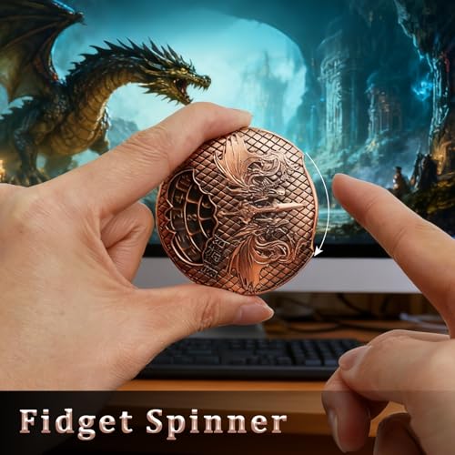 EZUO Bronze Spinning Dice Set – 7-in-1 Metal D&D Fidget Spinner for RPG Games