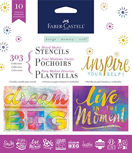 Faber-Castell 10-Pack Mixed Media Stencils: Inspirational 6.5x6.5 Inch Paper Templates