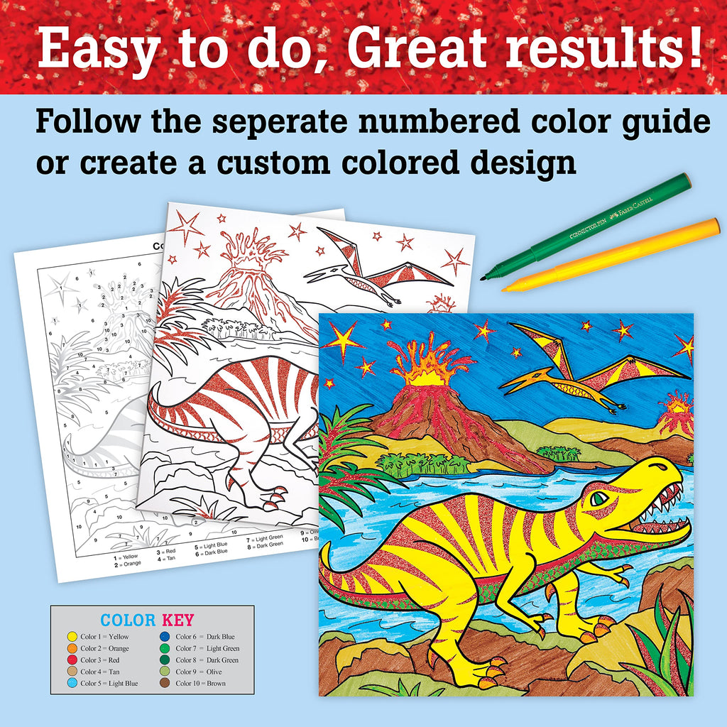 Faber-Castell Color by Number Foil Fun – T-Rex Dinosaur Art Kit