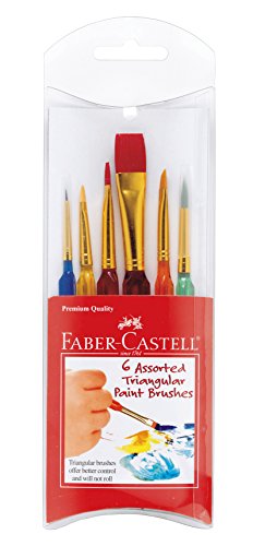 Faber-Castell Kids Paint Brush Set – 6 Triangular Brushes, Assorted Sizes 5/8" to 2"