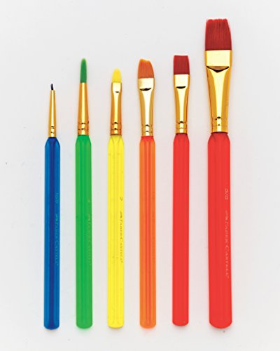 Faber-Castell Kids Paint Brush Set – 6 Triangular Brushes, Assorted Sizes 5/8" to 2"
