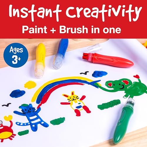 Faber-Castell Little Creatives 6-Color Jumbo Paint Sticks – Washable Squeeze Brushes for Kids 3+