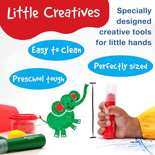 Faber-Castell Little Creatives 6-Count Extra Jumbo Washable Markers – Non-Toxic, Crush-Proof Tips for Toddlers Ages 3+