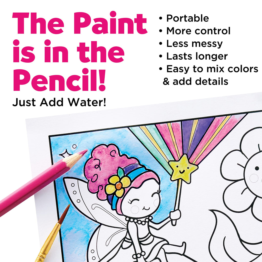 Faber-Castell Paint by Number Fairy Friends – Double-Sided Poster with Watercolor Pencils for Kids Ages 6+