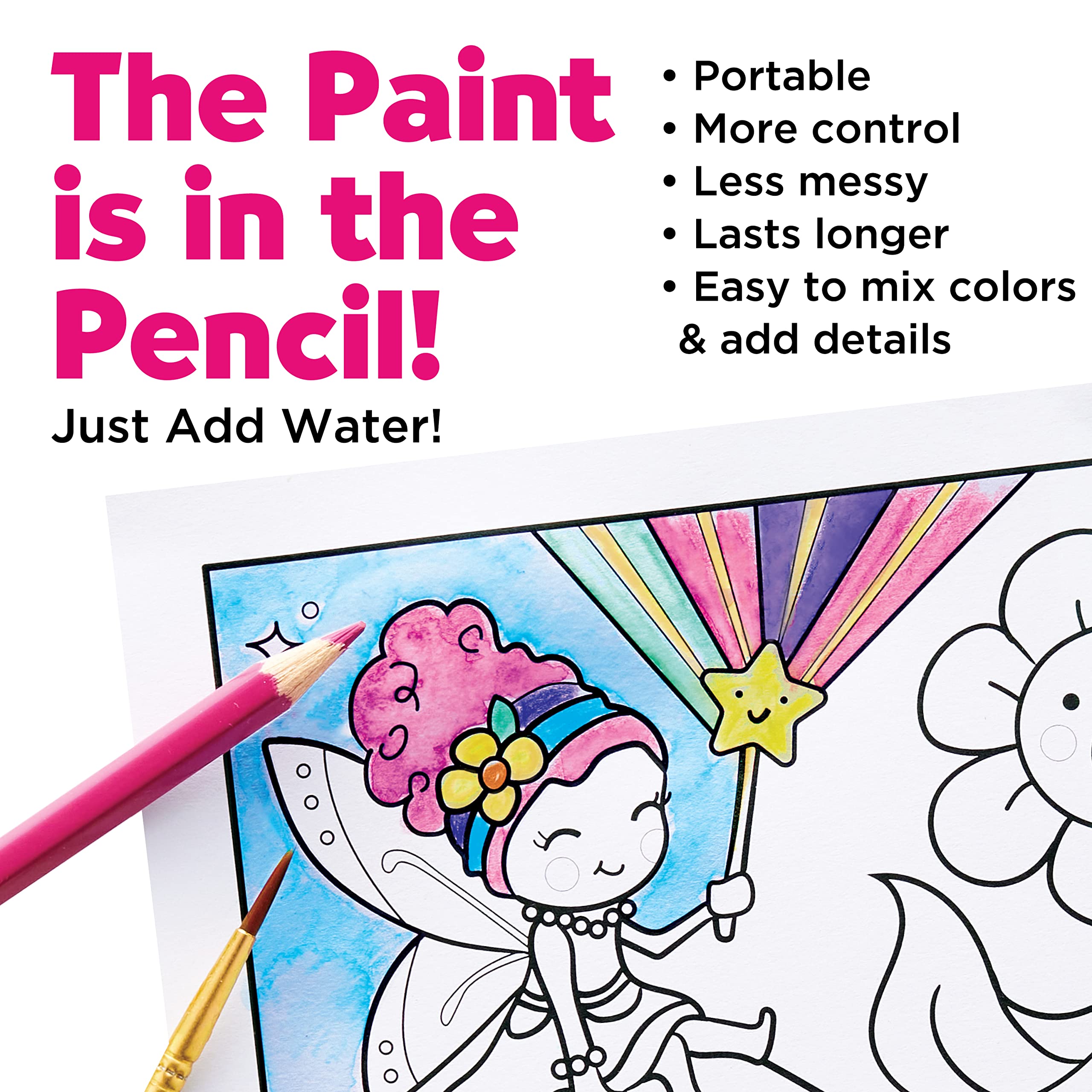 Faber-Castell Paint by Number Fairy Friends – Double-Sided Poster with Watercolor Pencils for Kids Ages 6+