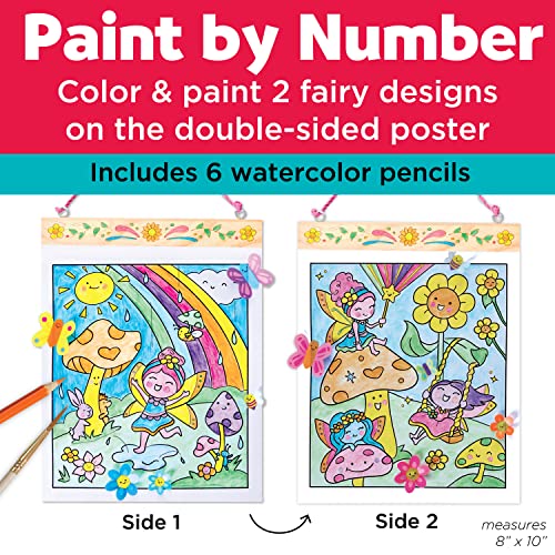Faber-Castell Paint by Number Fairy Friends – Double-Sided Poster with Watercolor Pencils for Kids Ages 6+