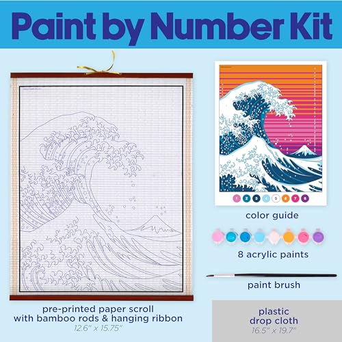 Faber-Castell The Great Wave Scroll Painting Kit – DIY Hanging Wall Art for Kids & Beginners