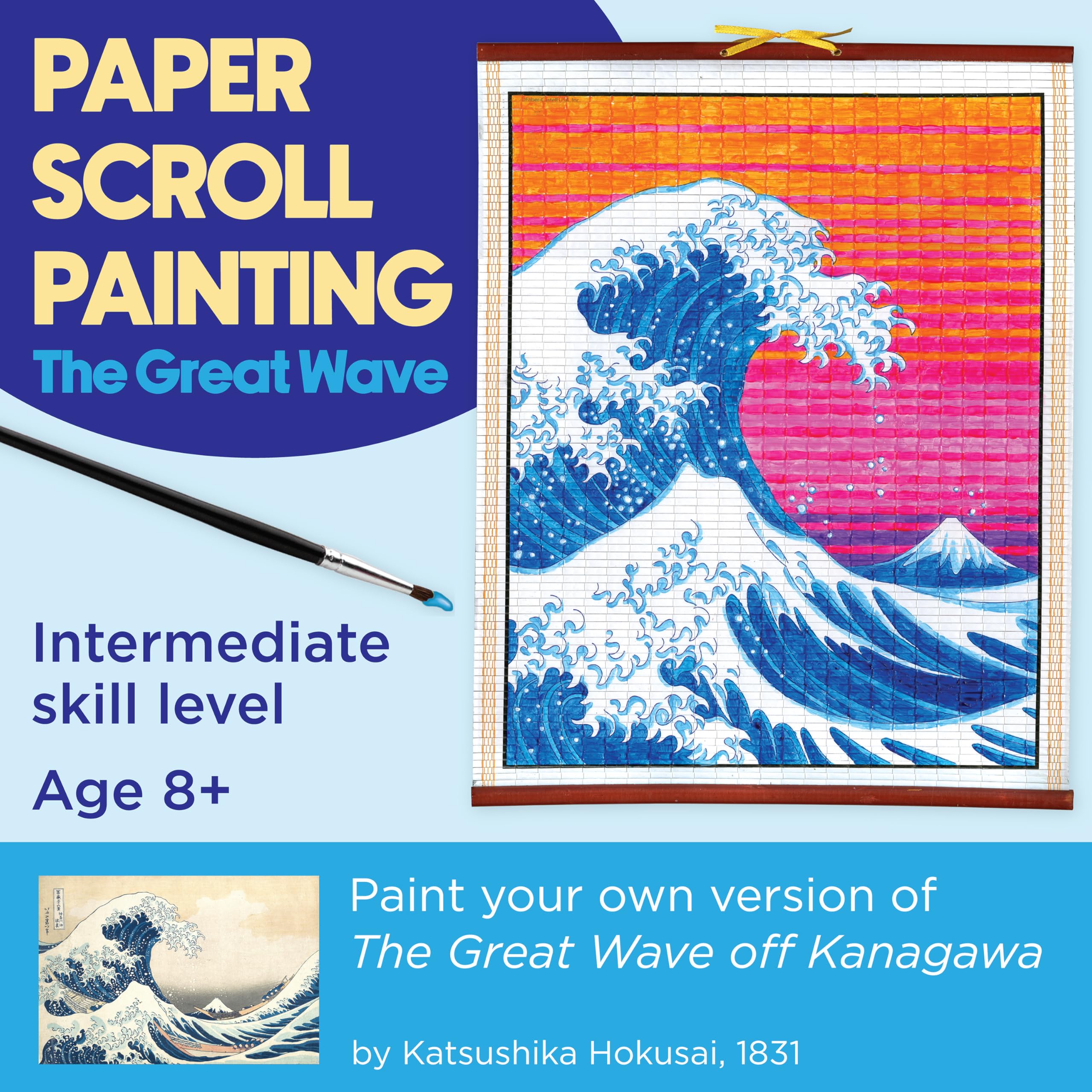 Faber-Castell The Great Wave Scroll Painting Kit – DIY Hanging Wall Art for Kids & Beginners