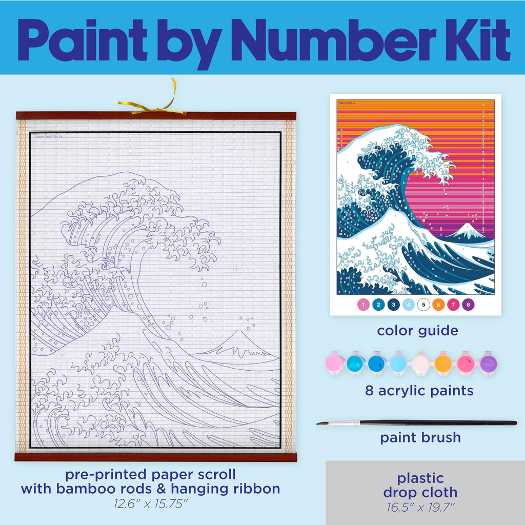 Faber-Castell The Great Wave Scroll Painting Kit – DIY Hanging Wall Art for Kids & Beginners