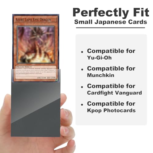 Fabmaker 200 Pack Grey Card Sleeves for Yu-Gi-Oh Japanese Size – Textured Back, Clear Front