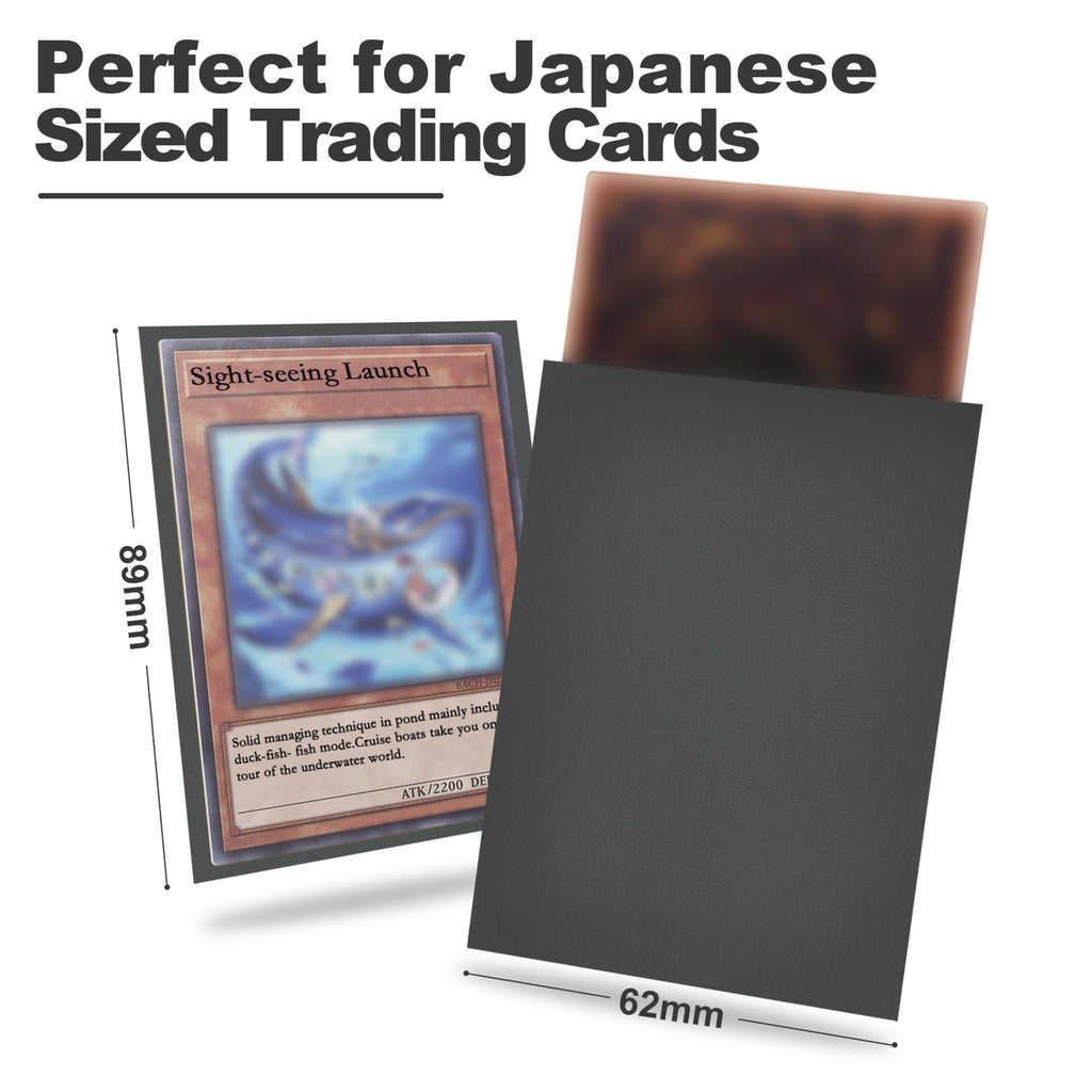 Fabmaker 200 Pack Grey Card Sleeves for Yu-Gi-Oh Japanese Size – Textured Back, Clear Front