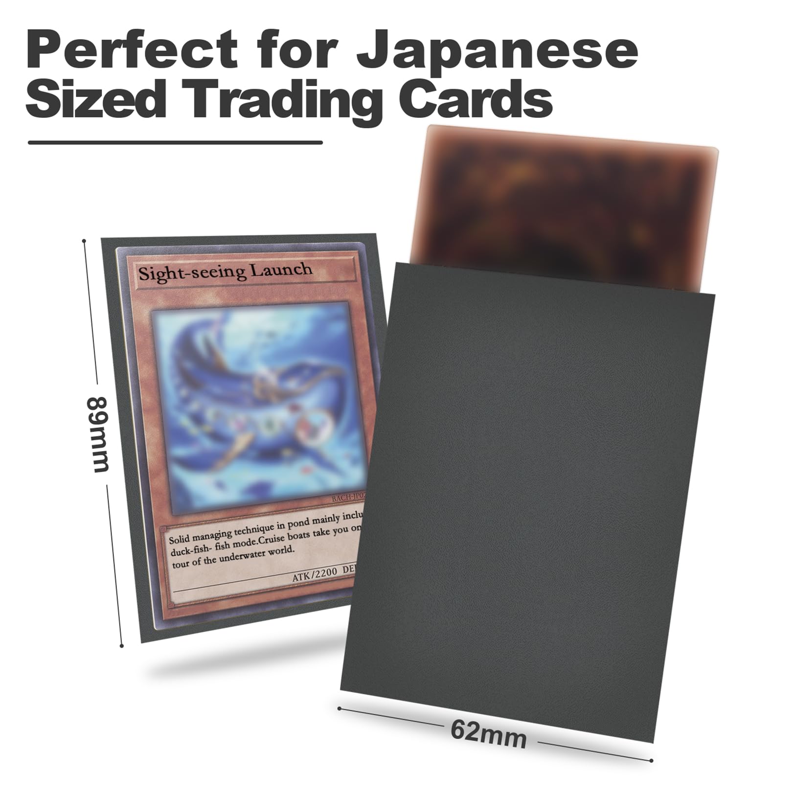 Fabmaker 200 Pack Grey Card Sleeves for Yu-Gi-Oh Japanese Size – Textured Back, Clear Front