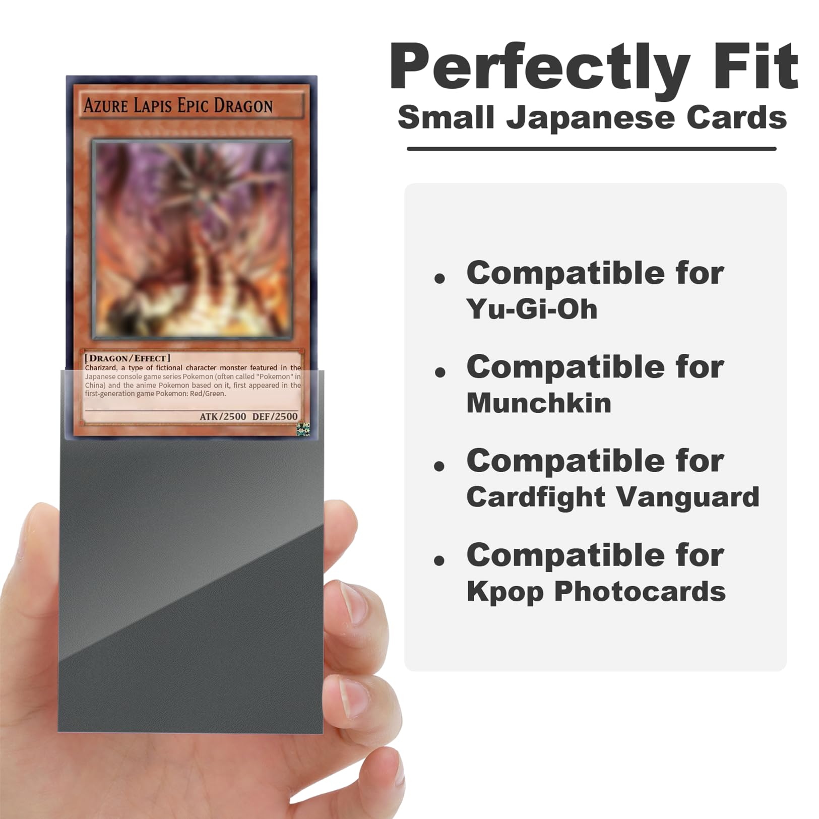 Fabmaker 200 Pack Grey Card Sleeves for Yu-Gi-Oh Japanese Size – Textured Back, Clear Front