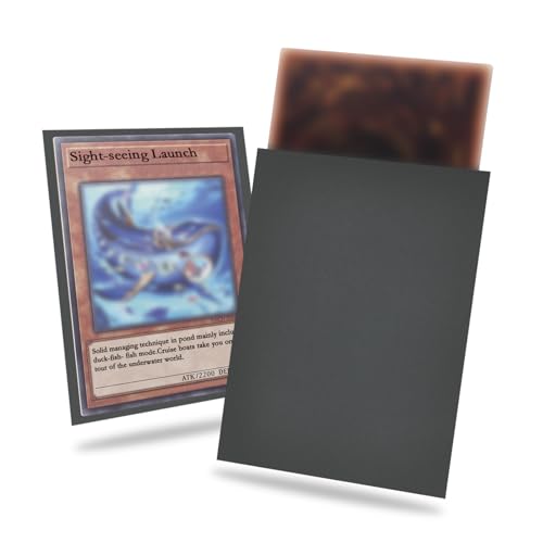 Fabmaker 200 Pack Grey Card Sleeves for Yu-Gi-Oh Japanese Size – Textured Back, Clear Front