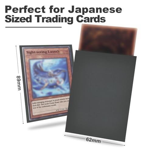 Fabmaker 200 Pack Grey Card Sleeves for Yu-Gi-Oh Japanese Size – Textured Back, Clear Front