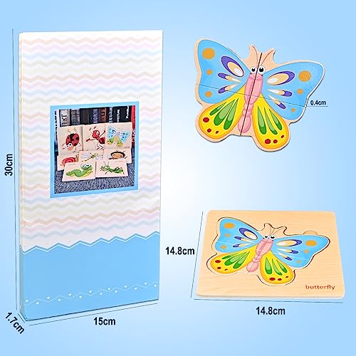 Faburo Wooden Puzzles for Toddlers 1-3 – 8 Insect Animal Shapes, Montessori Educational Toy
