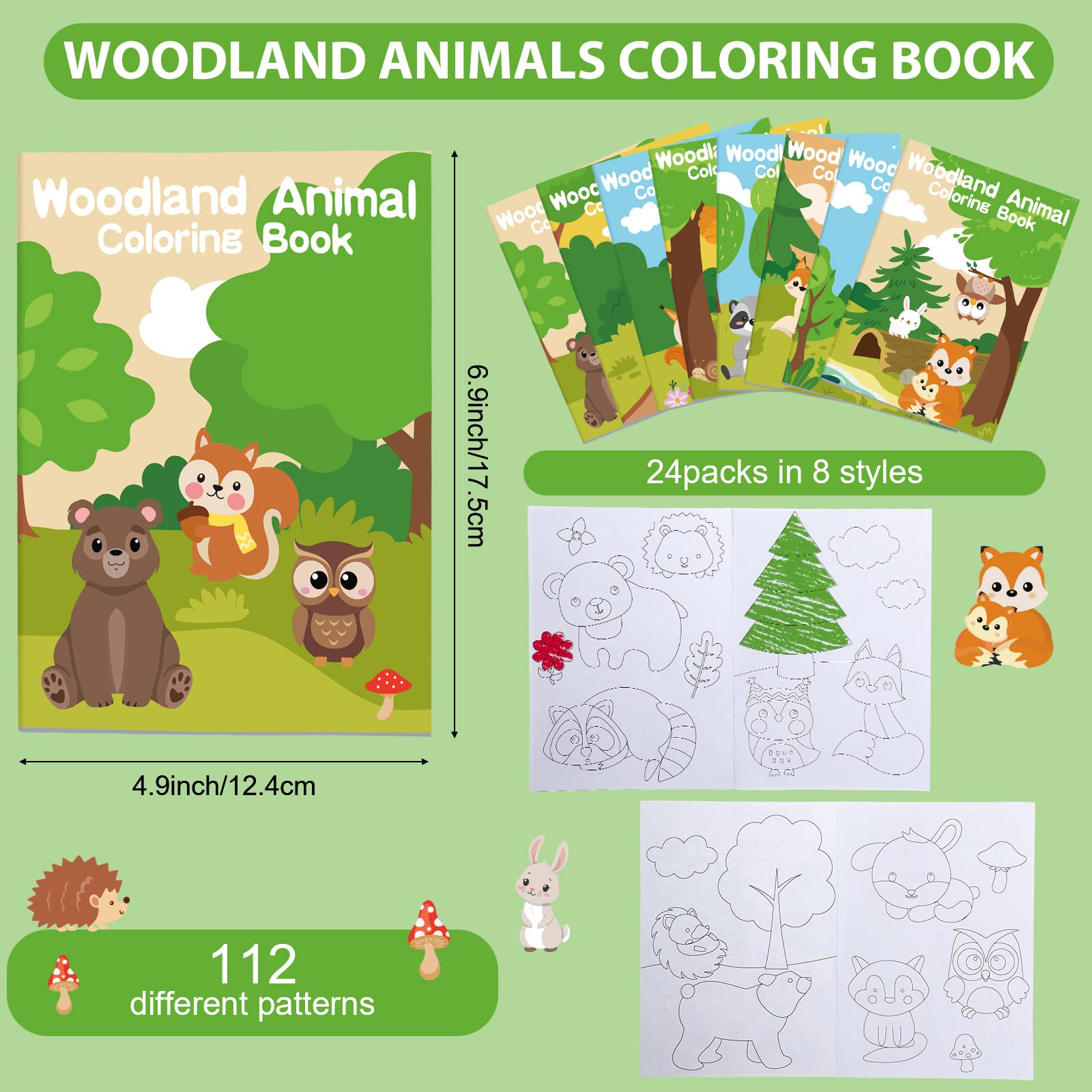 Faccito 24-Pack Mini Woodland Animal Coloring Books for Toddlers – Bulk Party Favors & Classroom Activities
