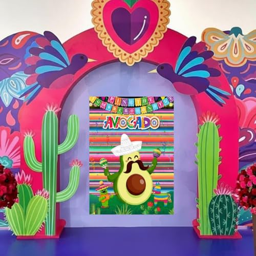 Faccito Avocado Pin the Sombrero Game Kit - Mexican Fiesta Party Supplies with 24 Stickers, Blindfold, and 21x28 Inch Poster for Cinco de Mayo and Birthday Parties