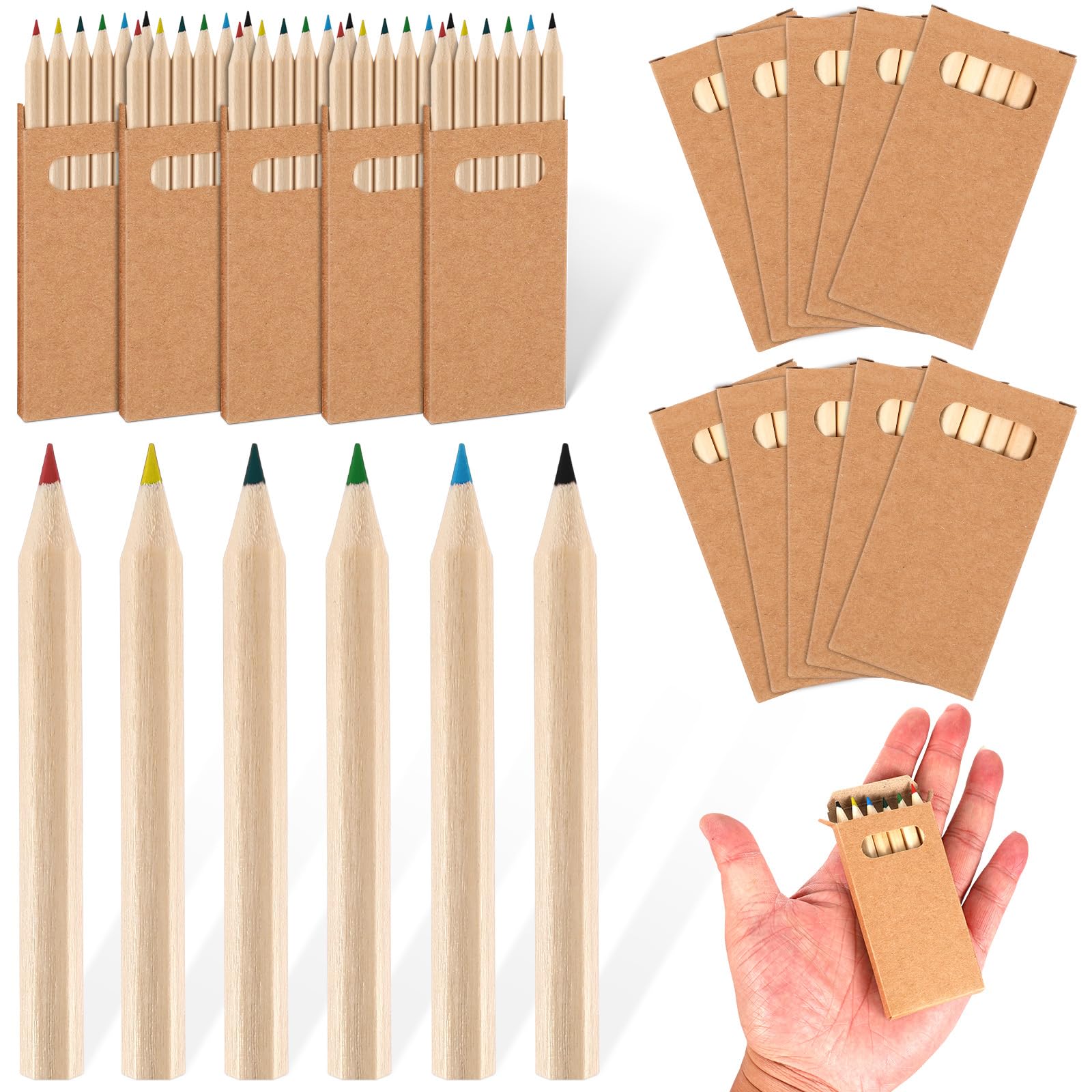 Faccito Mini Colored Pencils Bulk - 15 Boxes of 90 Short 3.5-Inch Pencils for Kids' Drawing and Coloring Activities