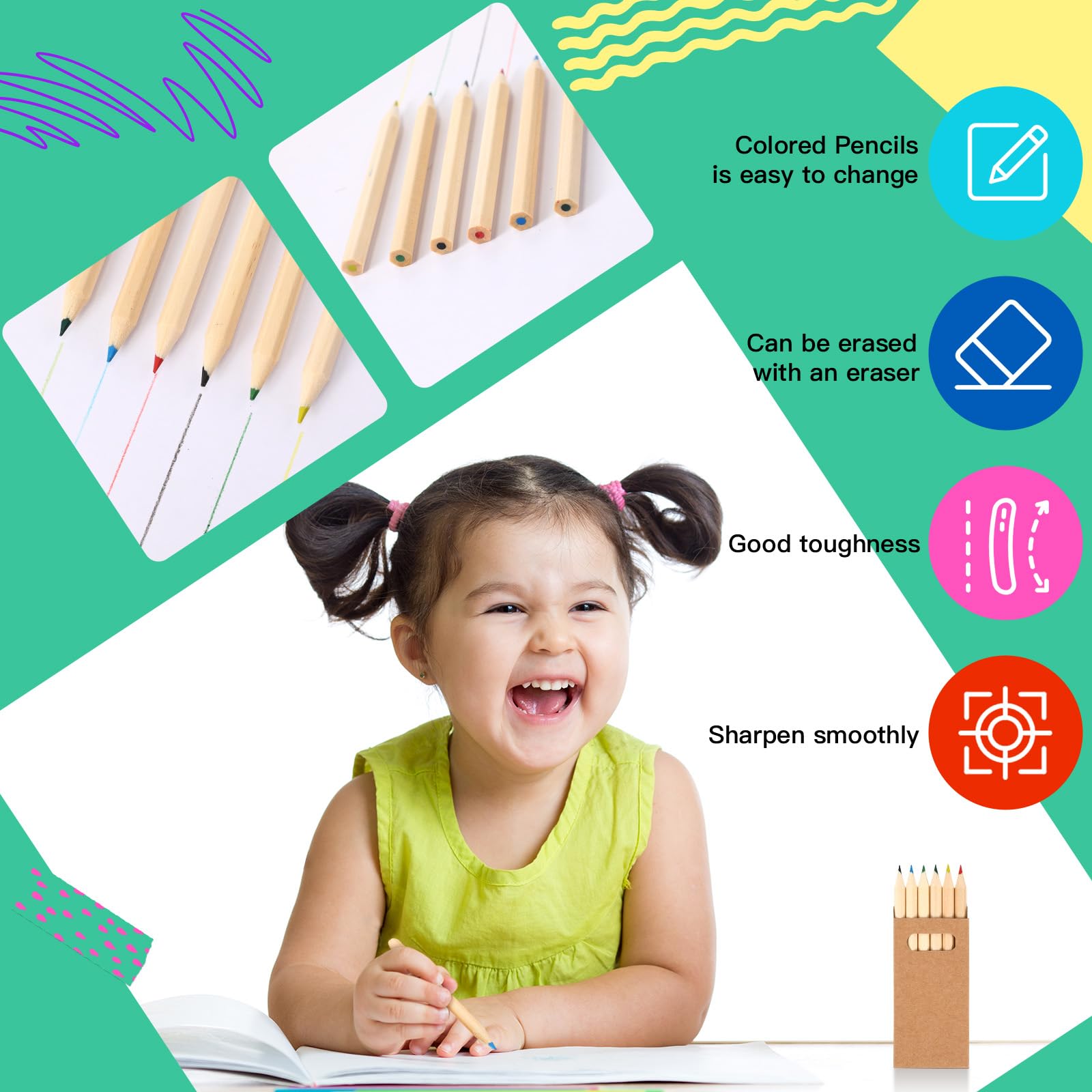 Faccito Mini Colored Pencils Bulk - 15 Boxes of 90 Short 3.5-Inch Pencils for Kids' Drawing and Coloring Activities