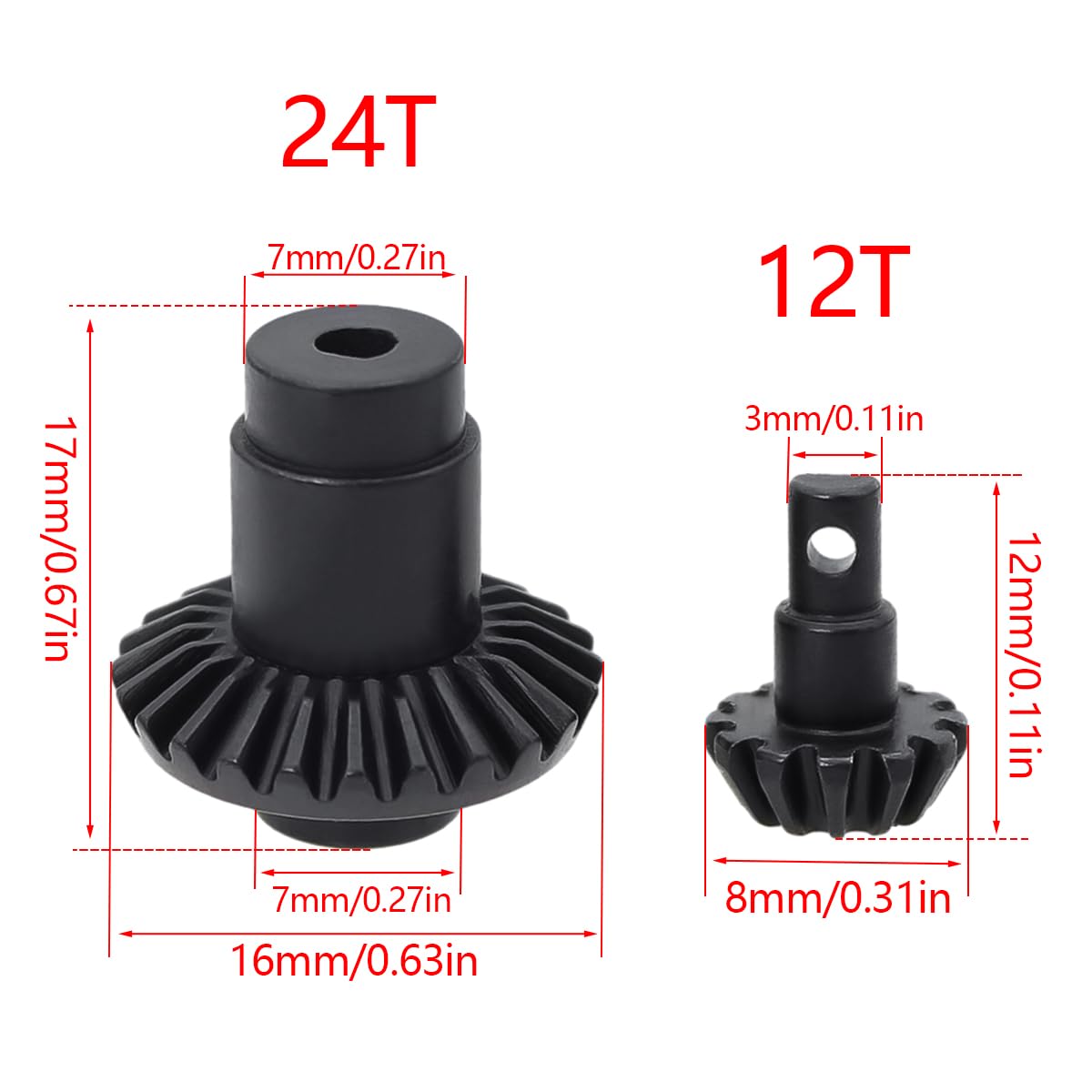 FACCNOY 2-Pair Hardened Steel Axle Bevel Gears for 1/24 FMS FCX24 RC Crawler Upgrade