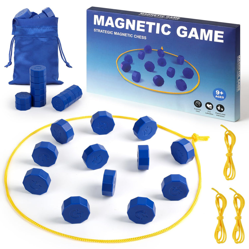 Faigcoy Magnetic Chess Game – 24 Full-Size Stones with 3 Ropes and Travel Bag for Indoor/Outdoor Family Fun