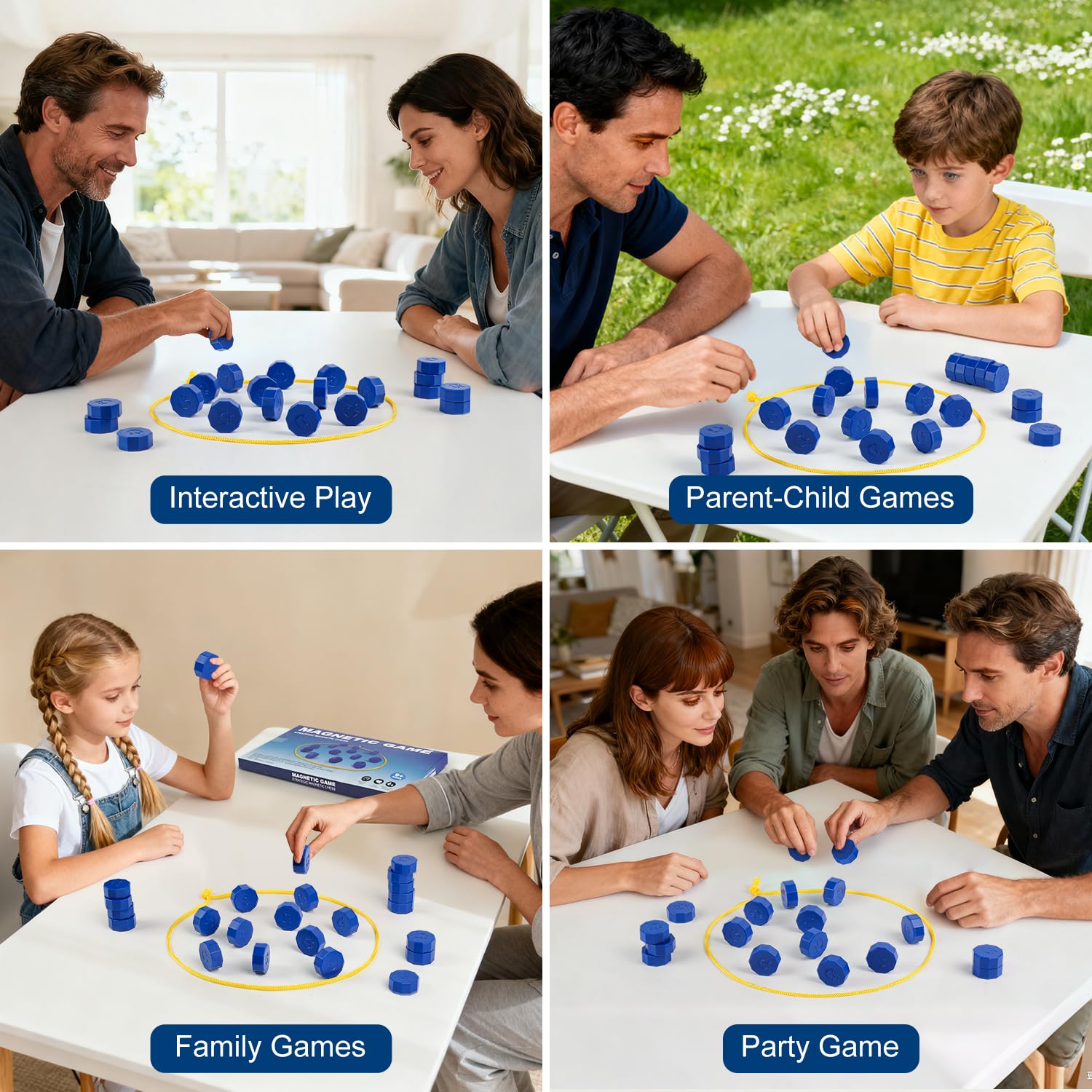 Faigcoy Magnetic Chess Game – 24 Full-Size Stones with 3 Ropes and Travel Bag for Indoor/Outdoor Family Fun