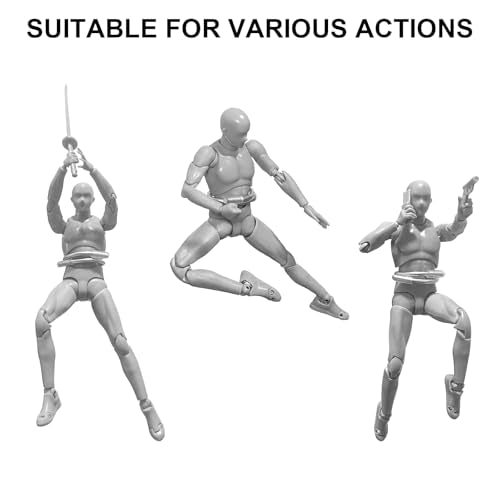 FaitAtten 2-Pack Silver Wall-Mounted Action Figure Flight Stands with Adjustable Serpentine Arm for 6" Figures