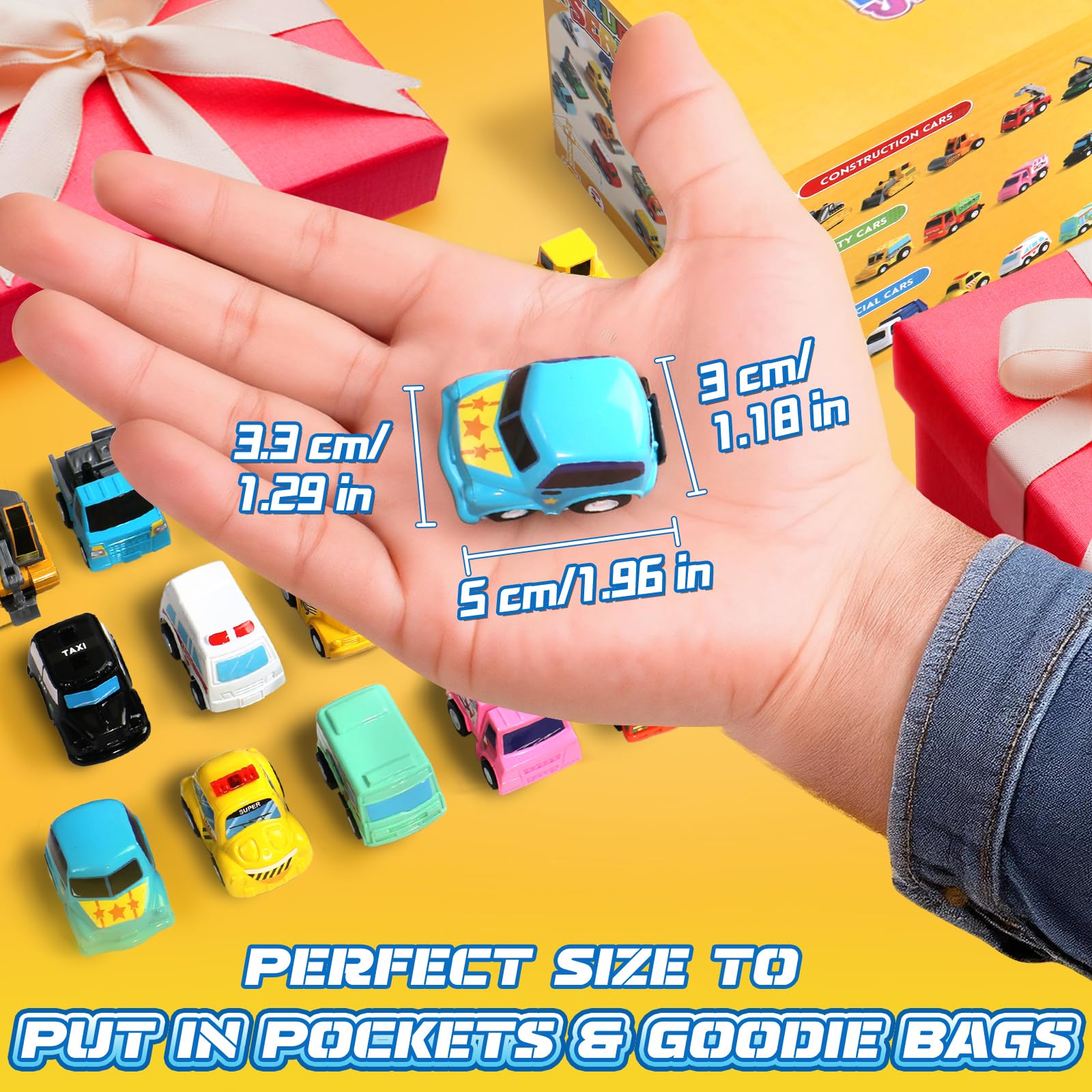 Fajiabao 18-Pack Mini Pull Back Cars for Toddlers, Party Favors, Classroom Prizes