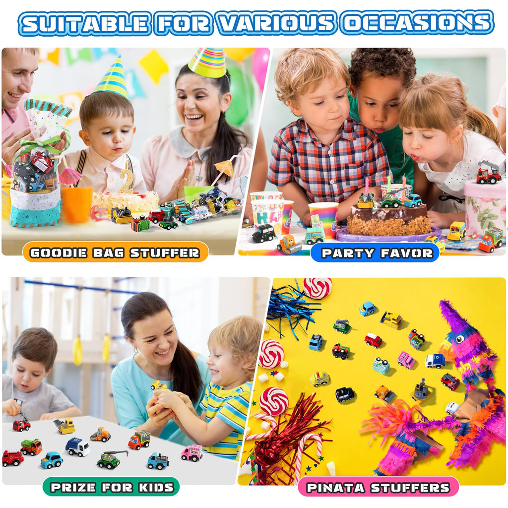 Fajiabao 18-Pack Mini Pull Back Cars for Toddlers, Party Favors, Classroom Prizes