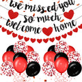 Fanfanwin Red Welcome Home Decorations Set – Banners, Garland, Balloons & Ribbon for Military Homecoming Party