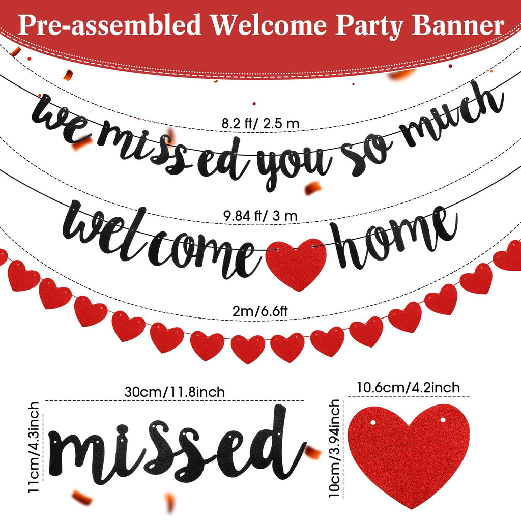 Fanfanwin Red Welcome Home Decorations Set – Banners, Garland, Balloons & Ribbon for Military Homecoming Party