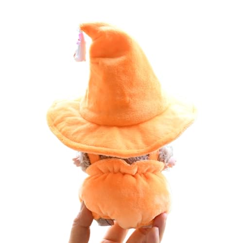 FANPOI 2-Piece Halloween Costume Set for 15-17cm Dolls – Pumpkin Dress & Witch Hat (No Doll Included, Orange)