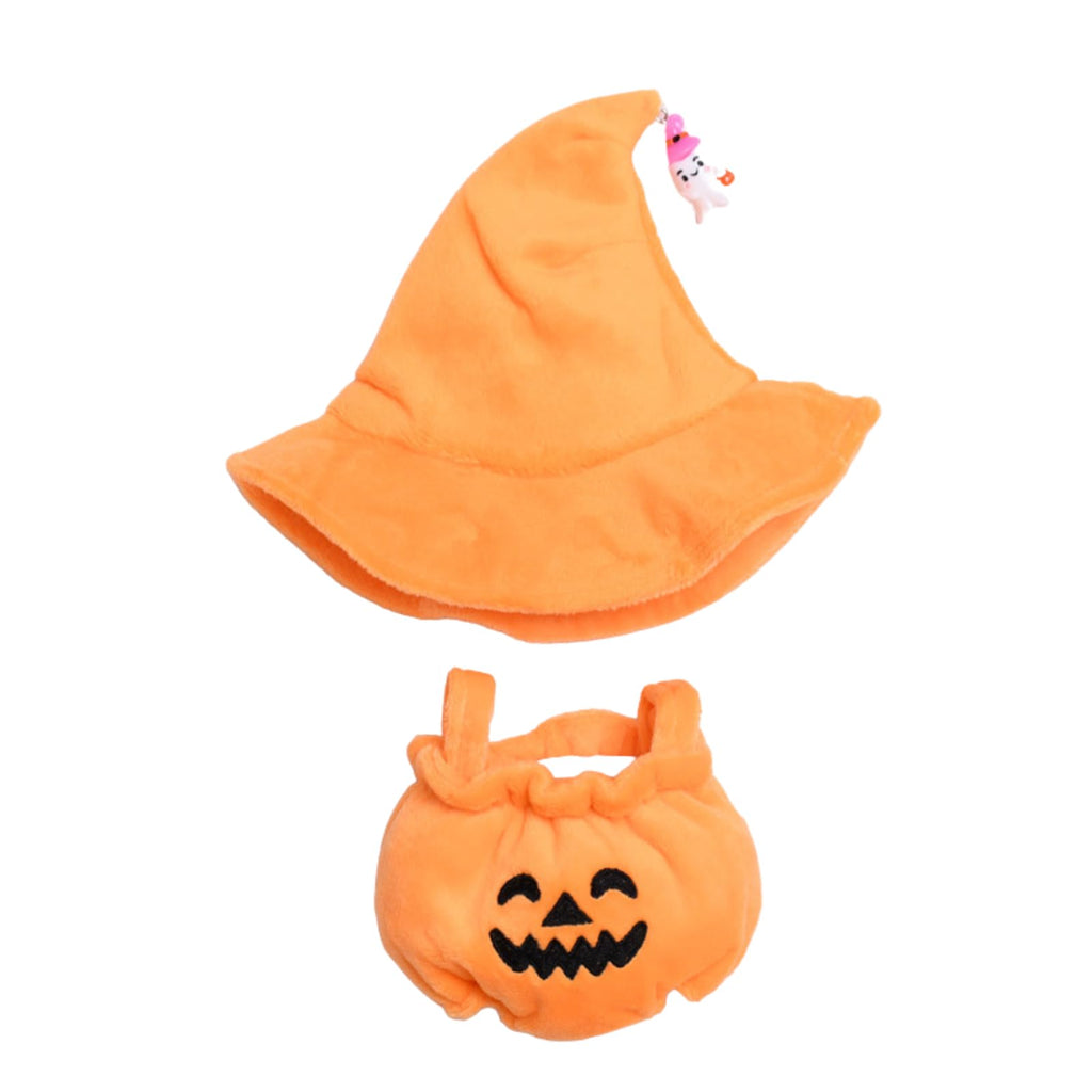 FANPOI 2-Piece Halloween Costume Set for 15-17cm Dolls – Pumpkin Dress & Witch Hat (No Doll Included, Orange)