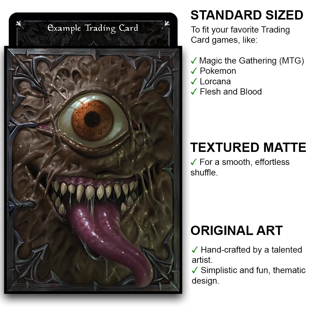 Fantasy North Book of Fiends Textured Matte Card Sleeves (100 Pack) – Standard Size for MTG, Pokemon, Lorcana – Acid-Free, Double Sleeve Ready