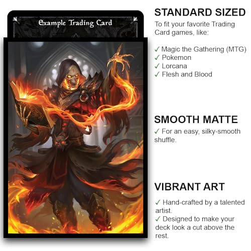 Fantasy North Cinderbones - The Risen Flame: 100 Smooth Matte TCG Card Sleeves for MTG, Pokémon, Lorcana