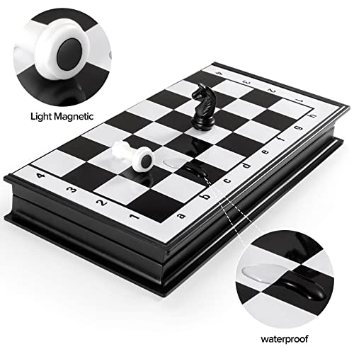 FanVince Magnetic Folding Chess Set – Travel Size 9.5 Inch Board with Pieces Storage