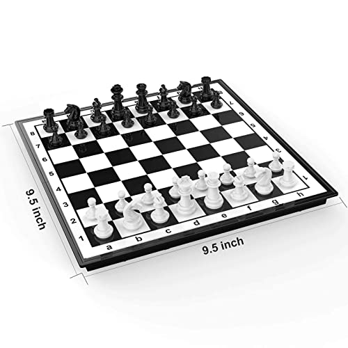 FanVince Magnetic Folding Chess Set – Travel Size 9.5 Inch Board with Pieces Storage