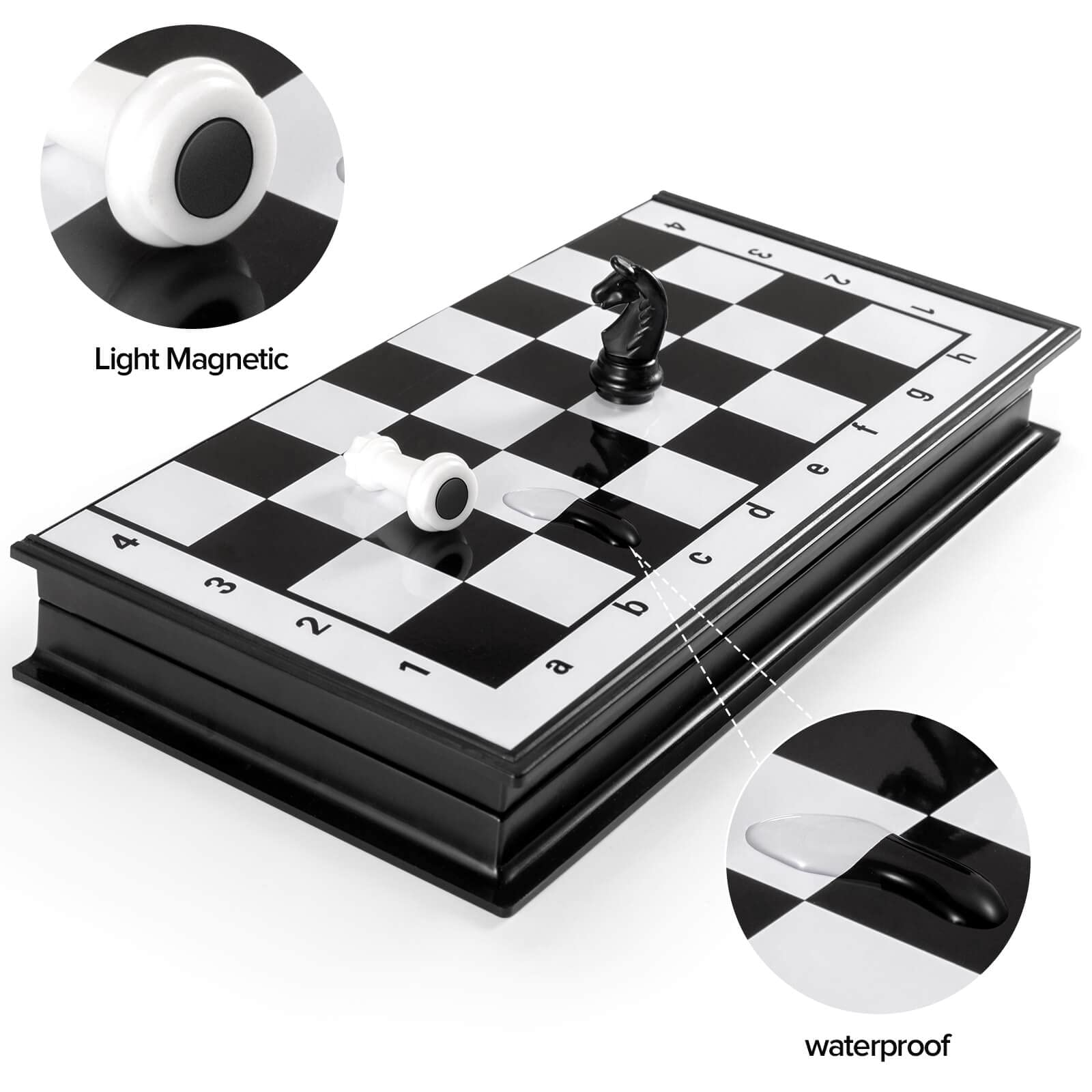 FanVince Magnetic Folding Chess Set – Travel Size 9.5 Inch Board with Pieces Storage