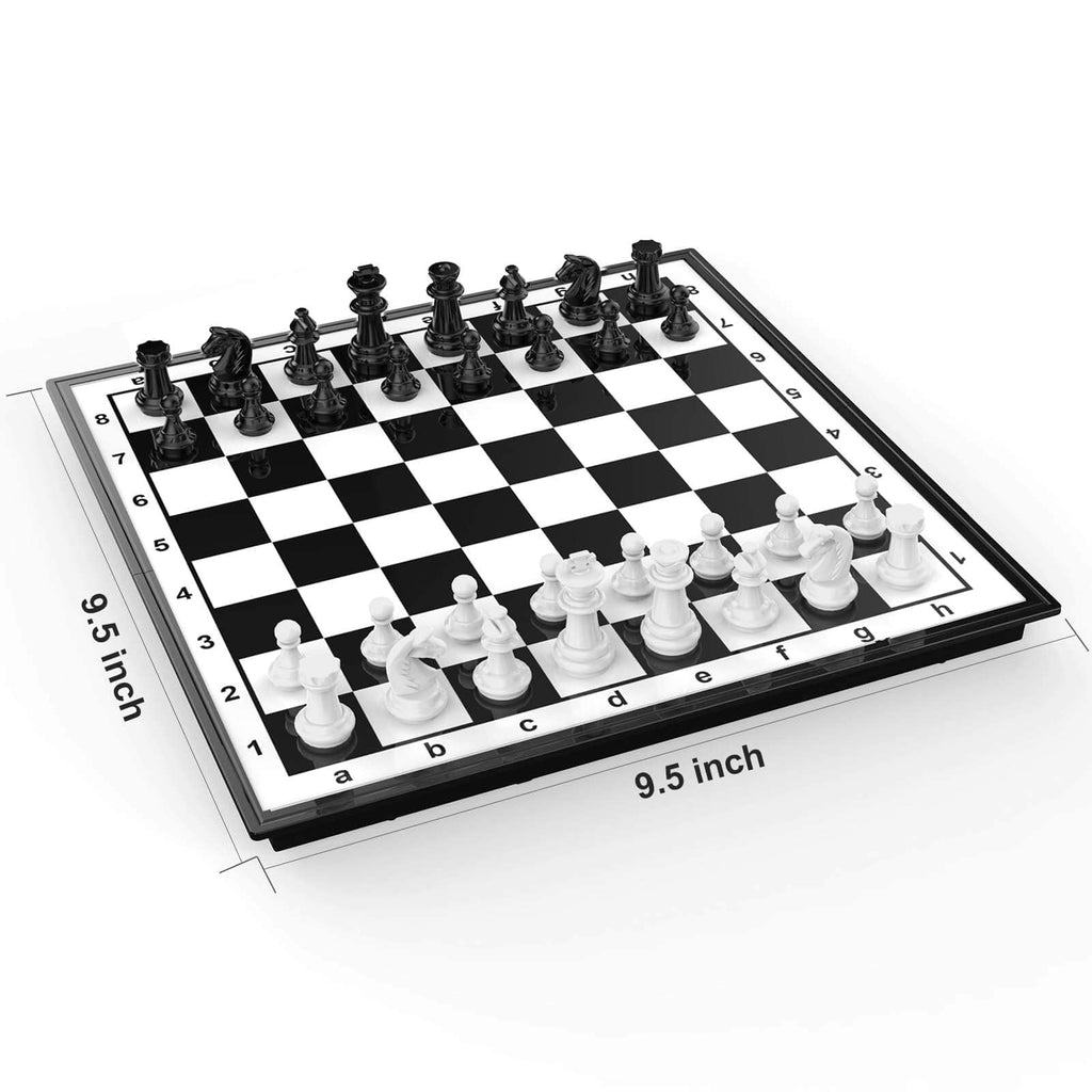 FanVince Magnetic Folding Chess Set – Travel Size 9.5 Inch Board with Pieces Storage