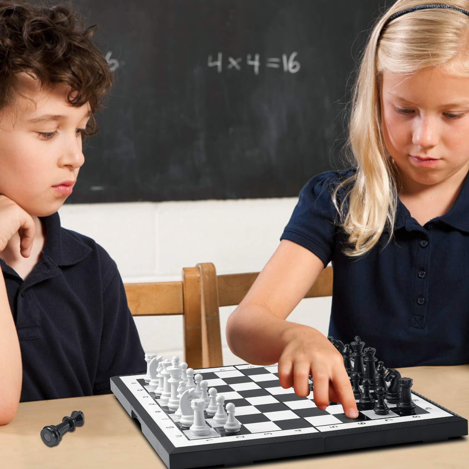 FanVince Magnetic Folding Chess Set – Travel Size 9.5 Inch Board with Pieces Storage