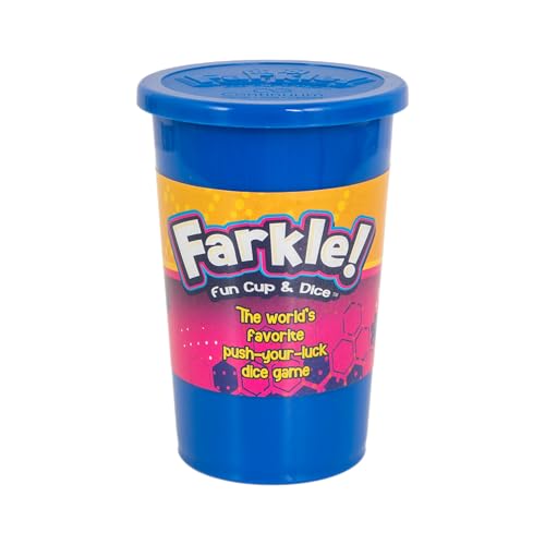 Farkle Fun Cup and Dice – Classic Push-Your-Luck Dice Game with Cup, 6 Dice & Scorepad
