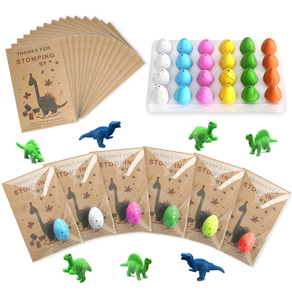 FASBET Dinosaur Hatching Eggs Party Favors – 24-Pack with Cards, Novelty Gifts for Kids