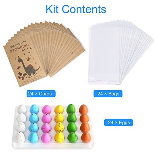 FASBET Dinosaur Hatching Eggs Party Favors – 24-Pack with Cards, Novelty Gifts for Kids