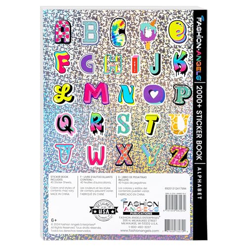 Fashion Angels 2,000+ Alphabet Sticker Book – 40 Sheets of Colorful Letter Stickers for Crafting, Scrapbooking, and Personalizing Notebooks